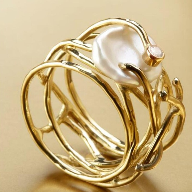 Alyssa – Vintage Tynn Gull- og Perlering