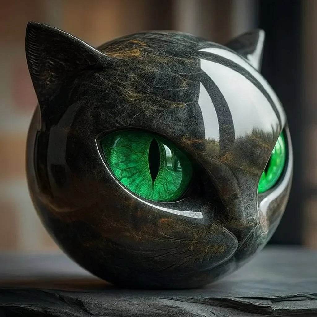 Mira - Mystisk Svart Katt Hode Skulptur