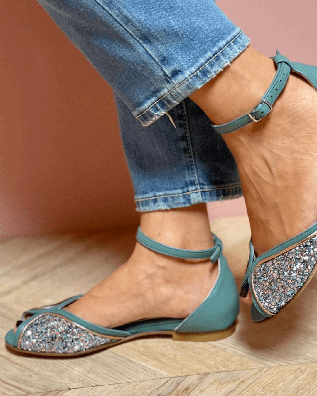 Mira | Elegante Flate Sandaler med Glitter Perfekte for Hver Anledning