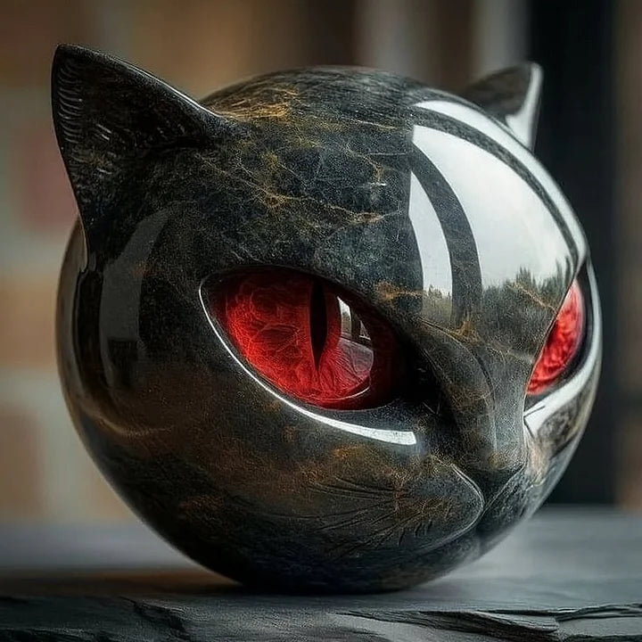 Mira - Mystisk Svart Katt Hode Skulptur