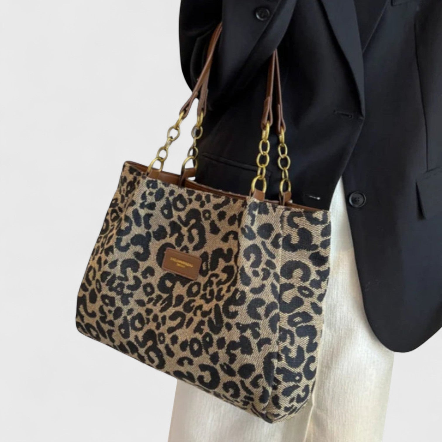 Alizée | Shoppingveske i lerret med leopardmønster