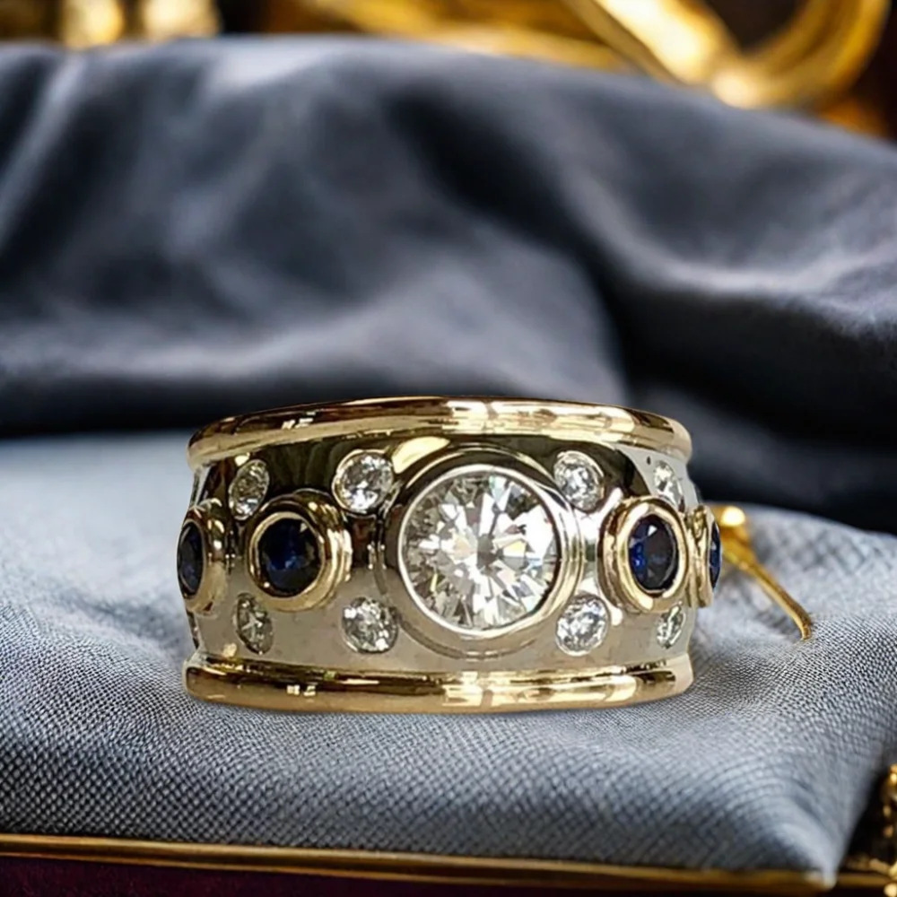 Edna – Vintage Gull Inlaid Zirconia Ring