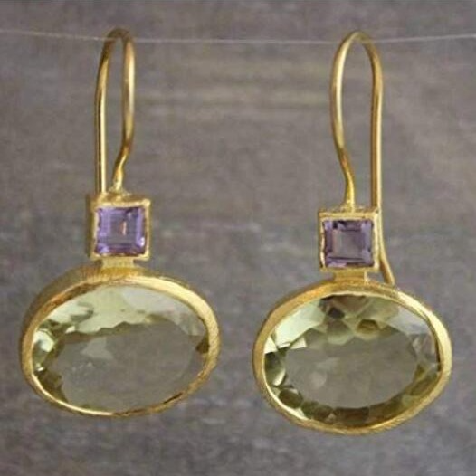 Korall – Vintage Grønn Krystall Gyldne Øredobber