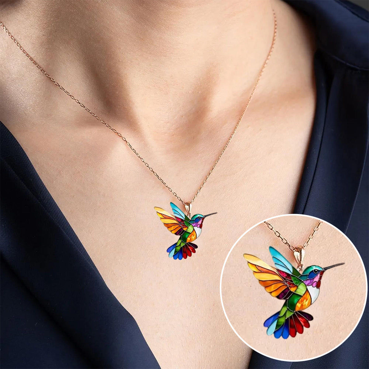 Mira | Elegant halskjede med kolibri