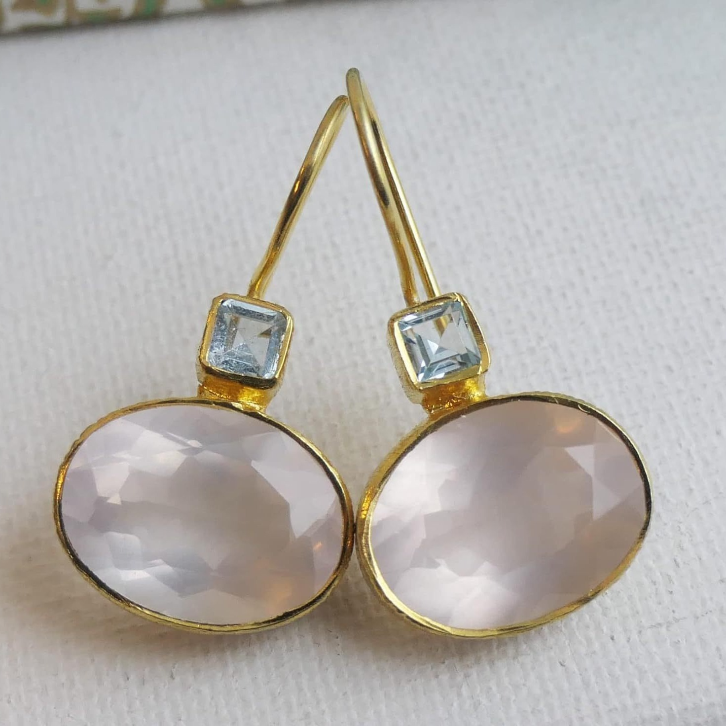 Korall – Vintage Grønn Krystall Gyldne Øredobber