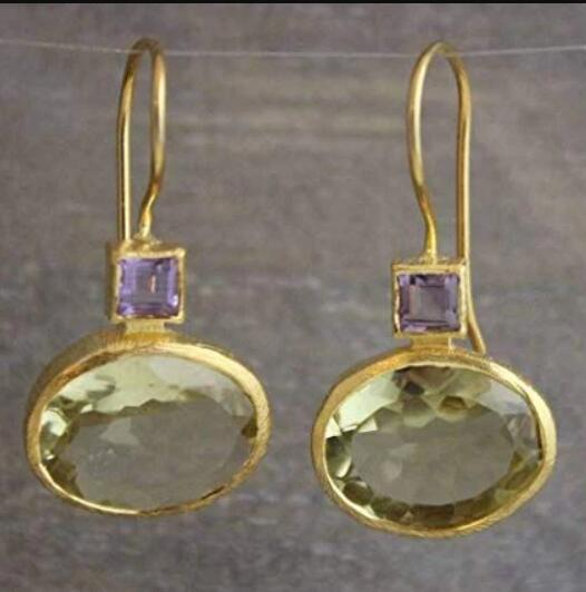 Korall – Vintage Grønn Krystall Gyldne Øredobber