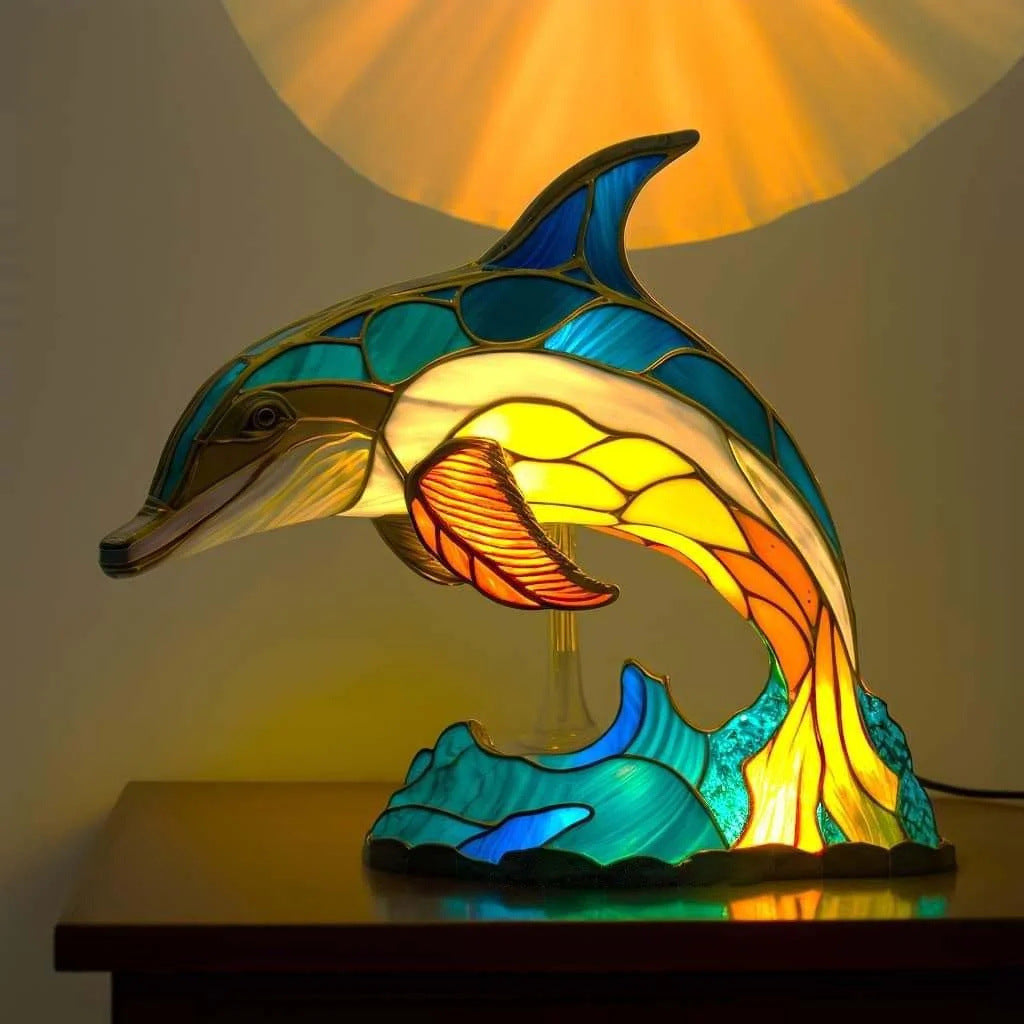 Flip | Delfinlampe Magisk i farget glass