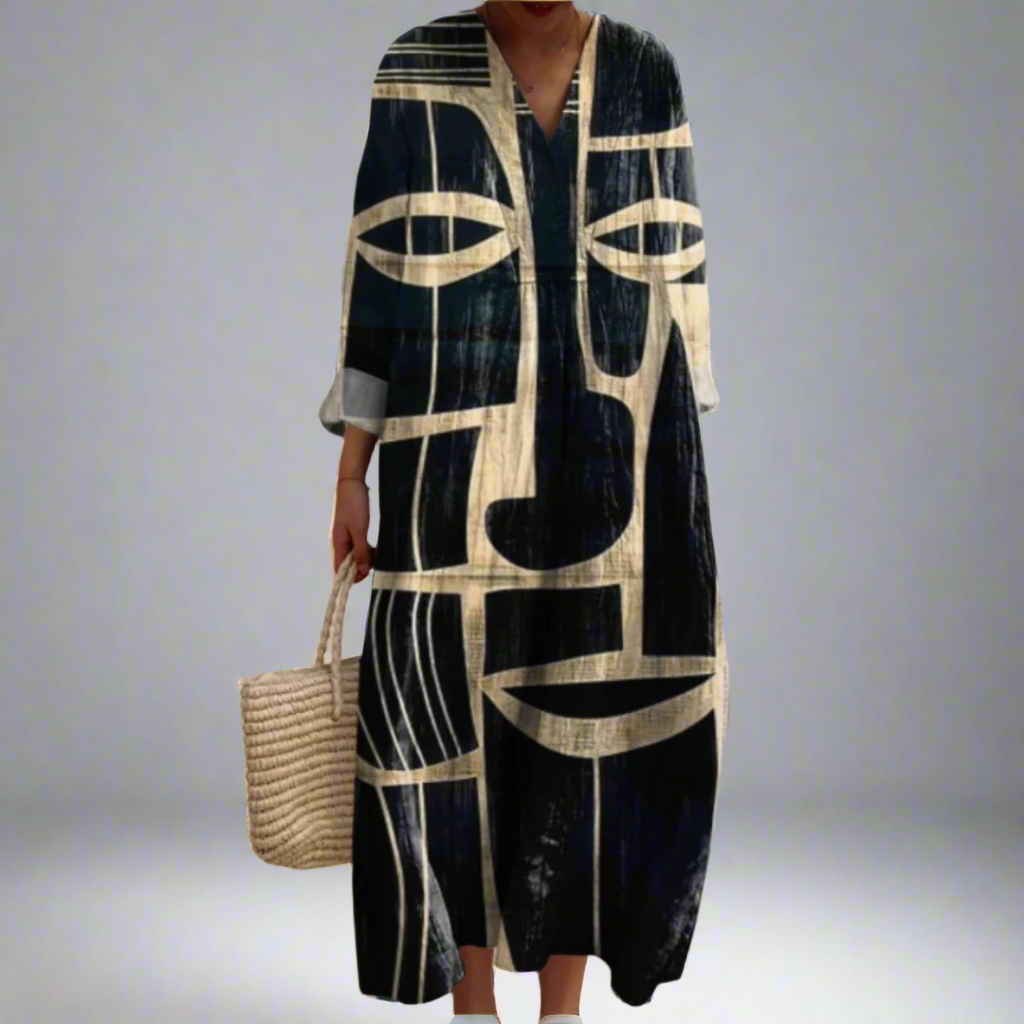 Lorna™ | Tribal-inspirert kunstnerisk midi-kjole