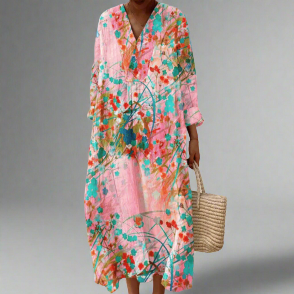 Lana™ | Myk Blush-Blomster Maxikjole