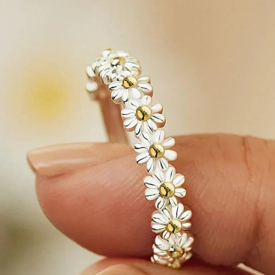 Magdalena – Håndmalt Emalje Margeritt Ring