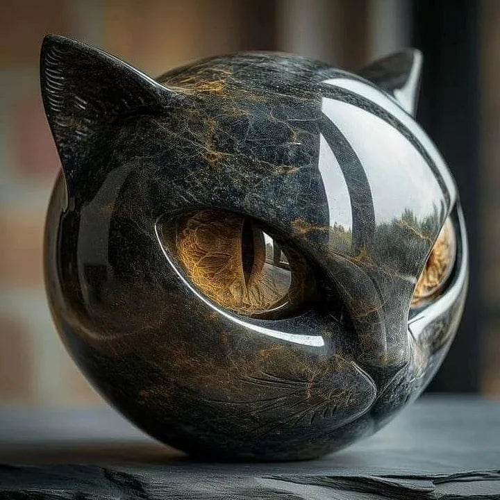 Mira - Mystisk Svart Katt Hode Skulptur