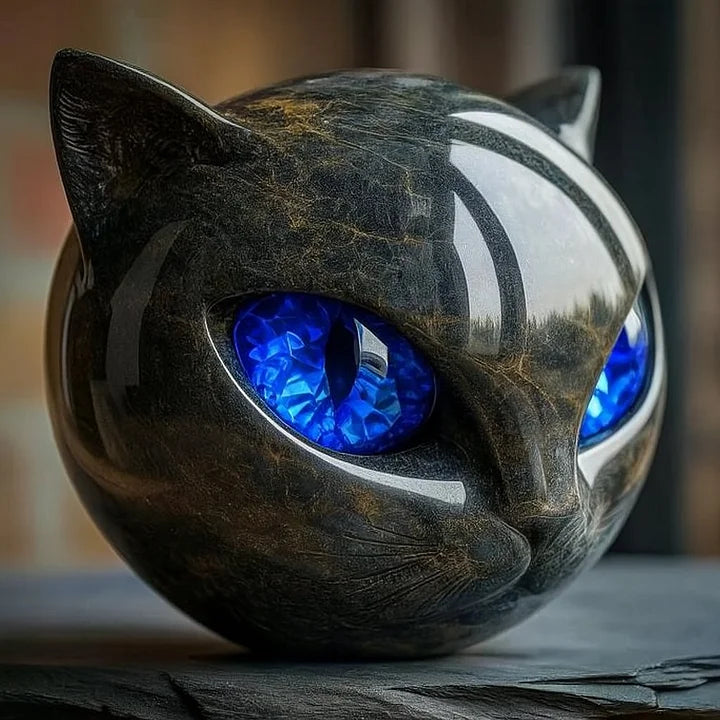 Mira - Mystisk Svart Katt Hode Skulptur