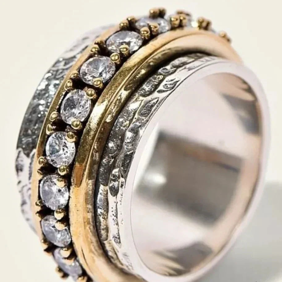 Berenice – Vintage Inlaid Zirconia Gull- og Sølvring