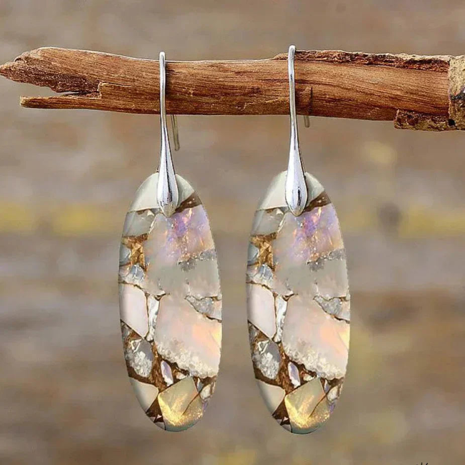 Lilith – Vintage Naturlige Ovale Sten Øredobber