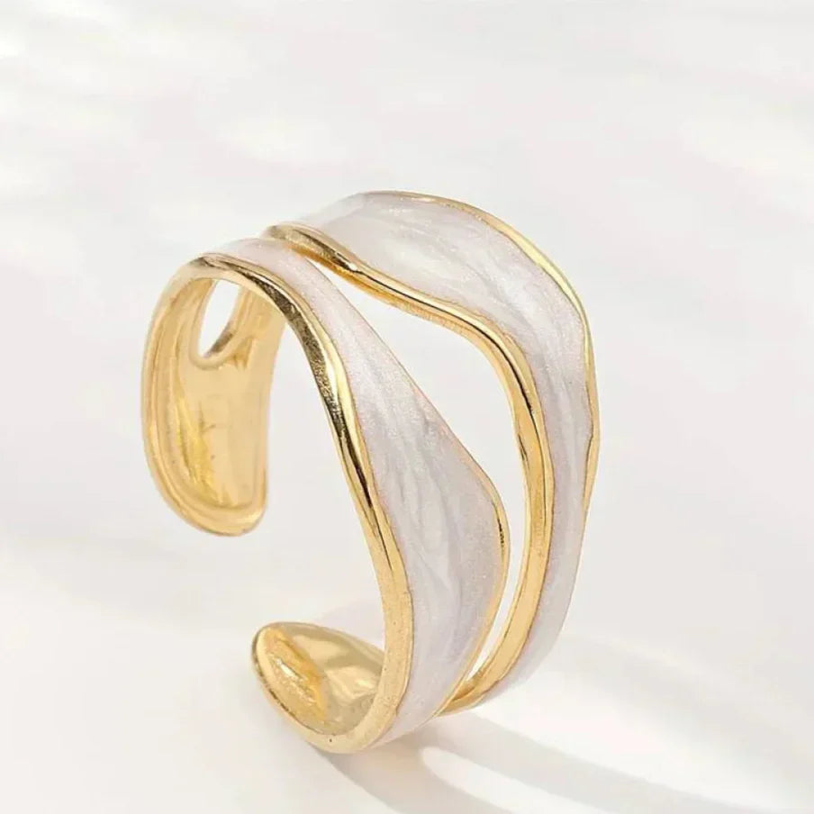 Chandler - Vintage Hvit Gull Ring