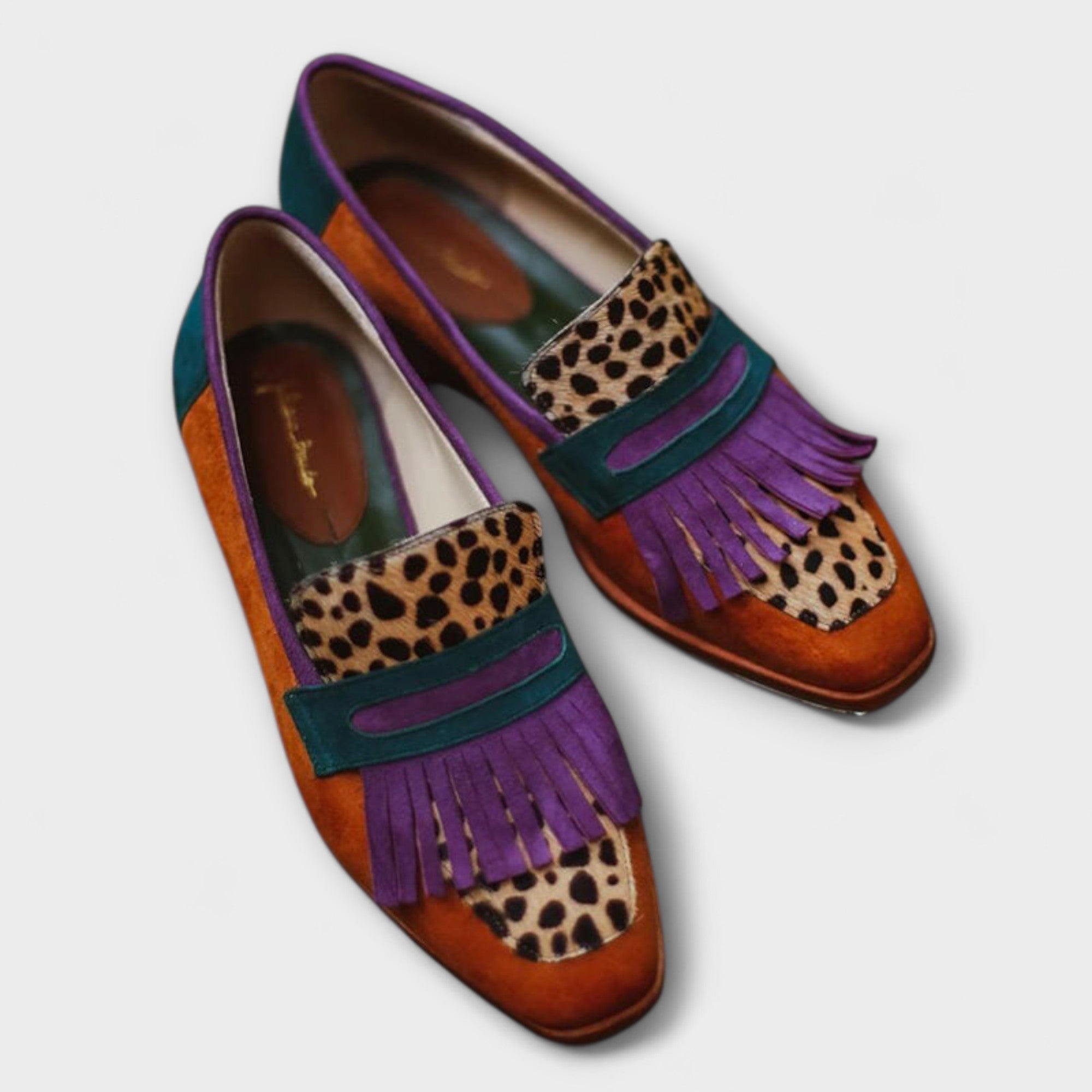 Fallon – Brun Loafer med Leopardmønster