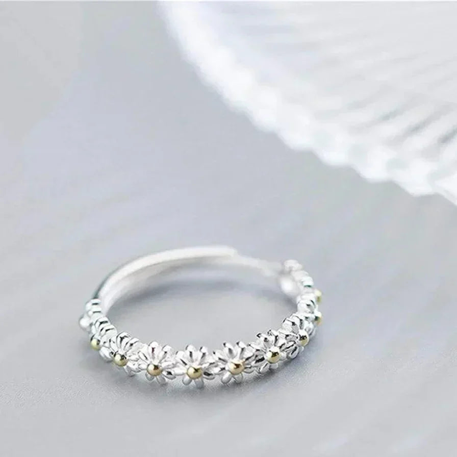 Magdalena – Håndmalt Emalje Margeritt Ring