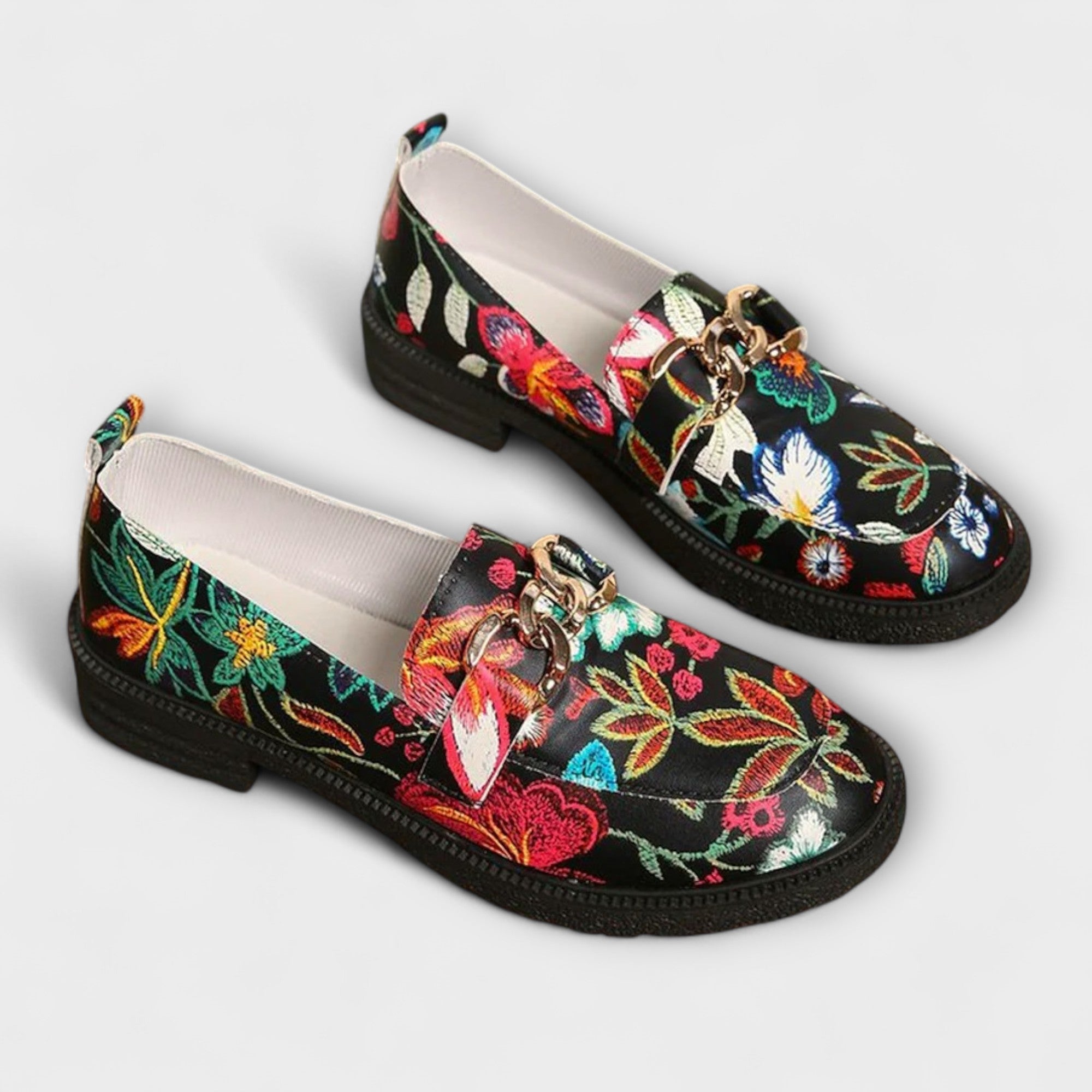 Orla – Flerfargede Loafers med Blomsterdesign