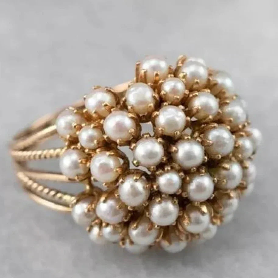 Indigo - Inlagt Perle Ring