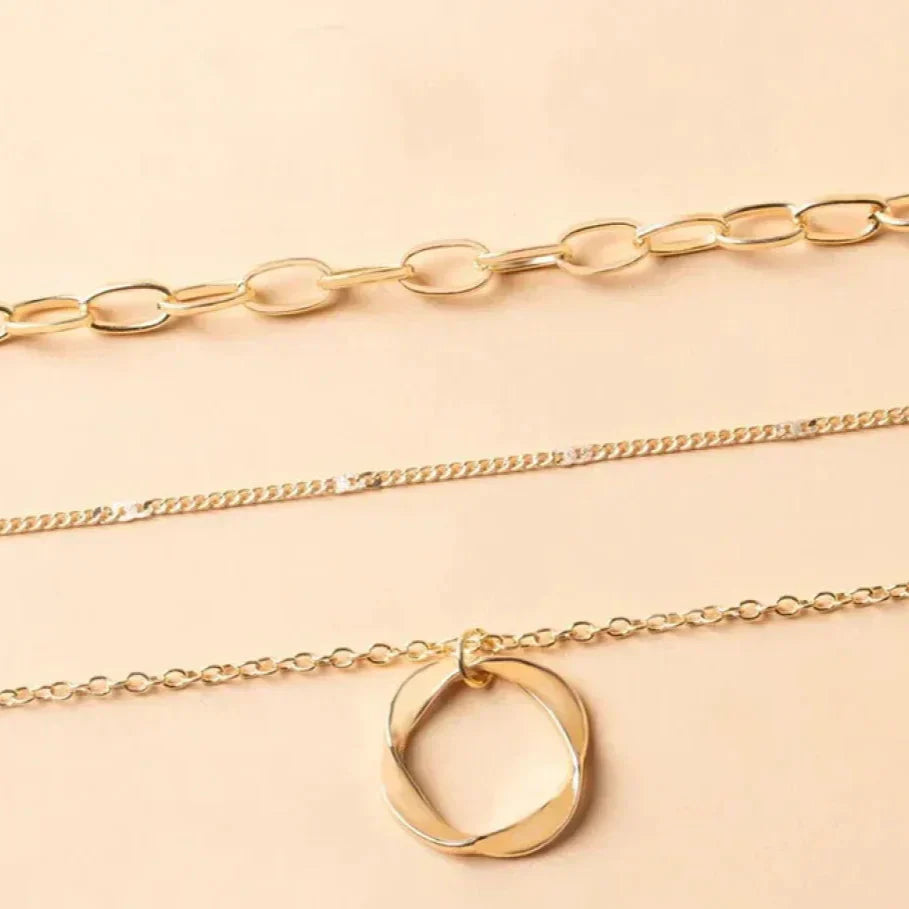 Elira - Vintage Gull Lagd Kjede & Anheng Smykke